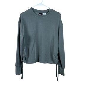 Bailey 44 Mesh Blend Top Side Ruching Gray Size S So Soft EUC